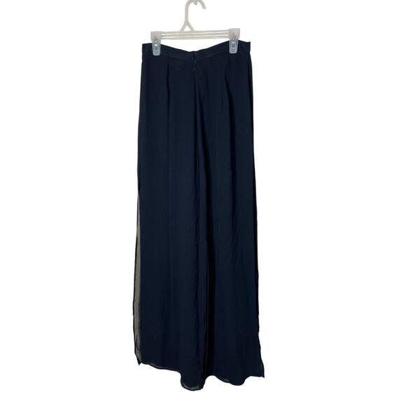 Vintage 80s 90s Cache Black Chiffon Overlay Wide Leg High Waist Pants Size 2 - Picture 7 of 10